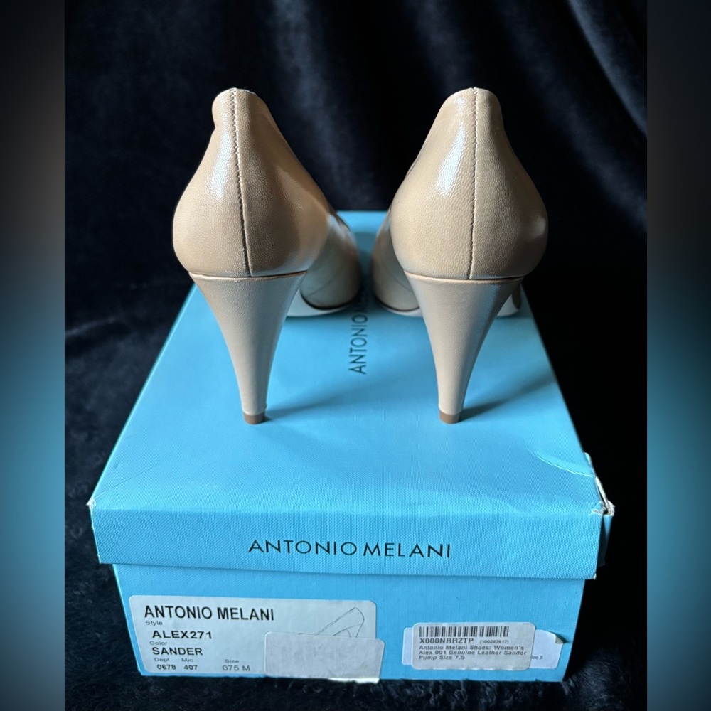 ANTONIO MELANI Alex Pumps Size 7.5 Sander Nude Beige Leather Heels NIB - Picture 3 of 8